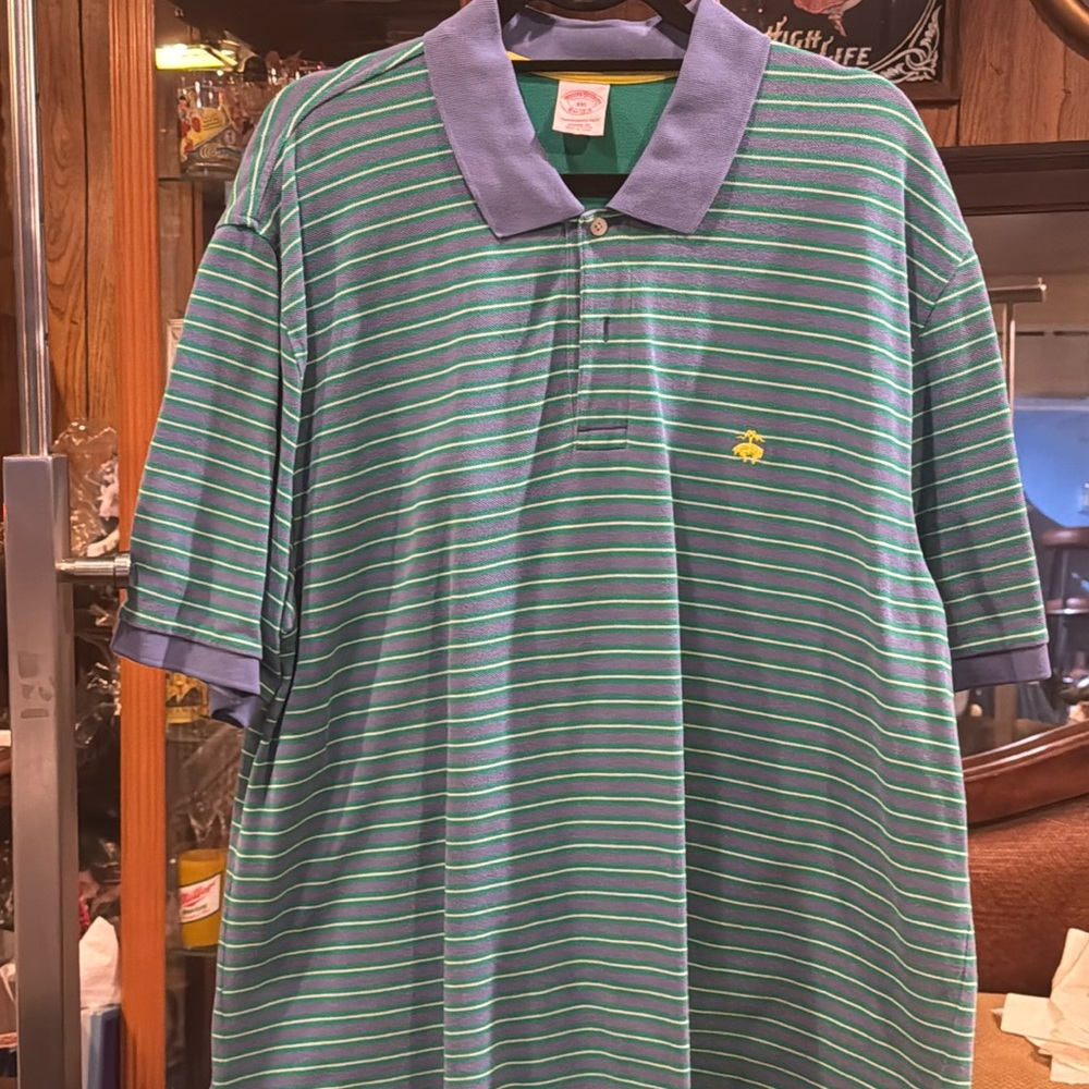 Brooks Brothers XXL performance polo 100% cotton, short sleeve shirt striped